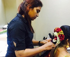 Bridal makeup session at Jawed Habib salon in Vijayawada