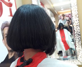 Professional hair styling for female client